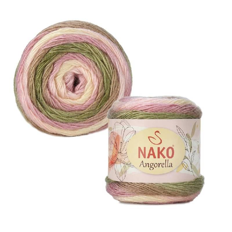 Pletací příze Nako Angorella 87536 - růžovozelená