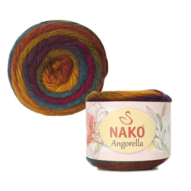 Pletací příze Nako Angorella 87530 - fialovozelená
