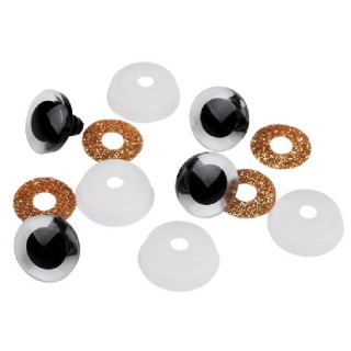 Bezpečnostní oči glitrové Ø20 mm zlatá - 1 pár