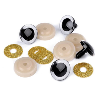 Bezpečnostní oči glitrové Ø25 mm zlatá - 1 pár