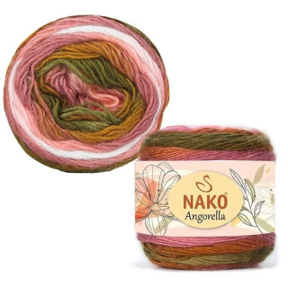 Pletací příze Nako Angorella 87528 - zelenorůžová
