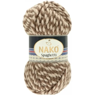 Pletací příze Nako Spaghetti 21366 - hnědo bílá - DOPRODEJ